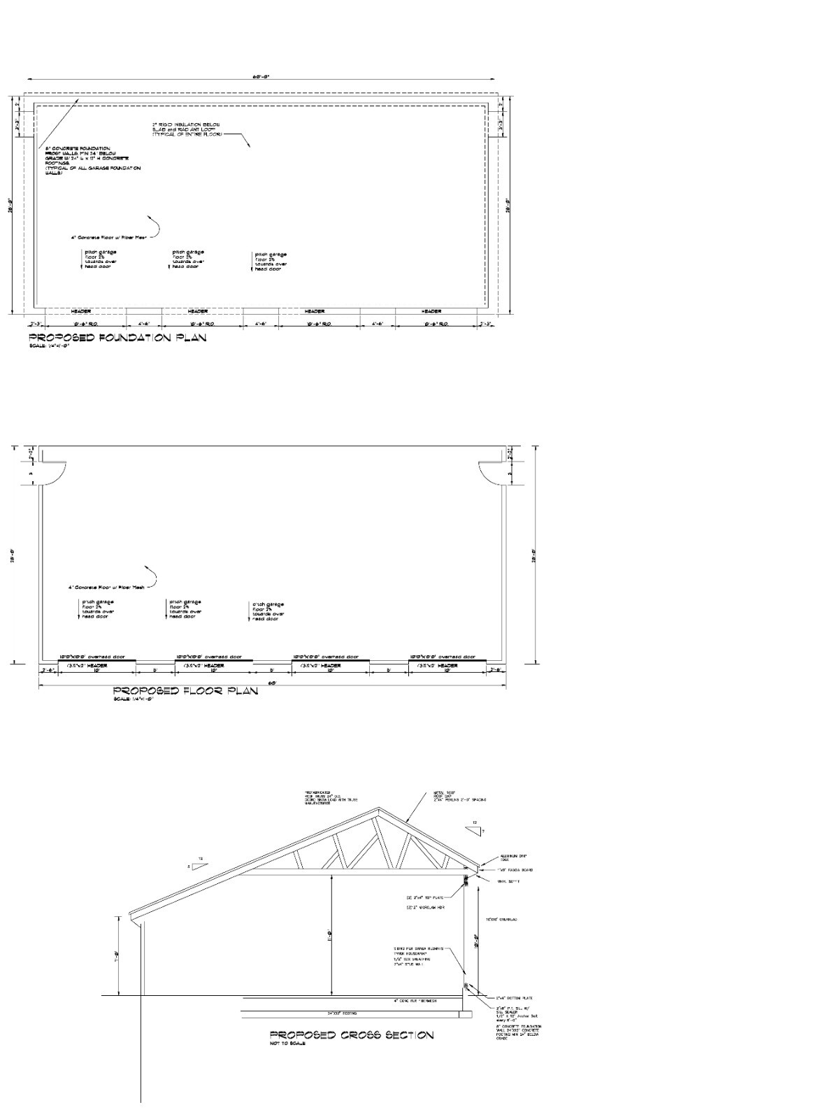 28′ x 60′ 60’X28′ SALT BOX 4 CAR GARAGE PLANS POLE BARN GARAGE PLAN 20-2860-SB-1