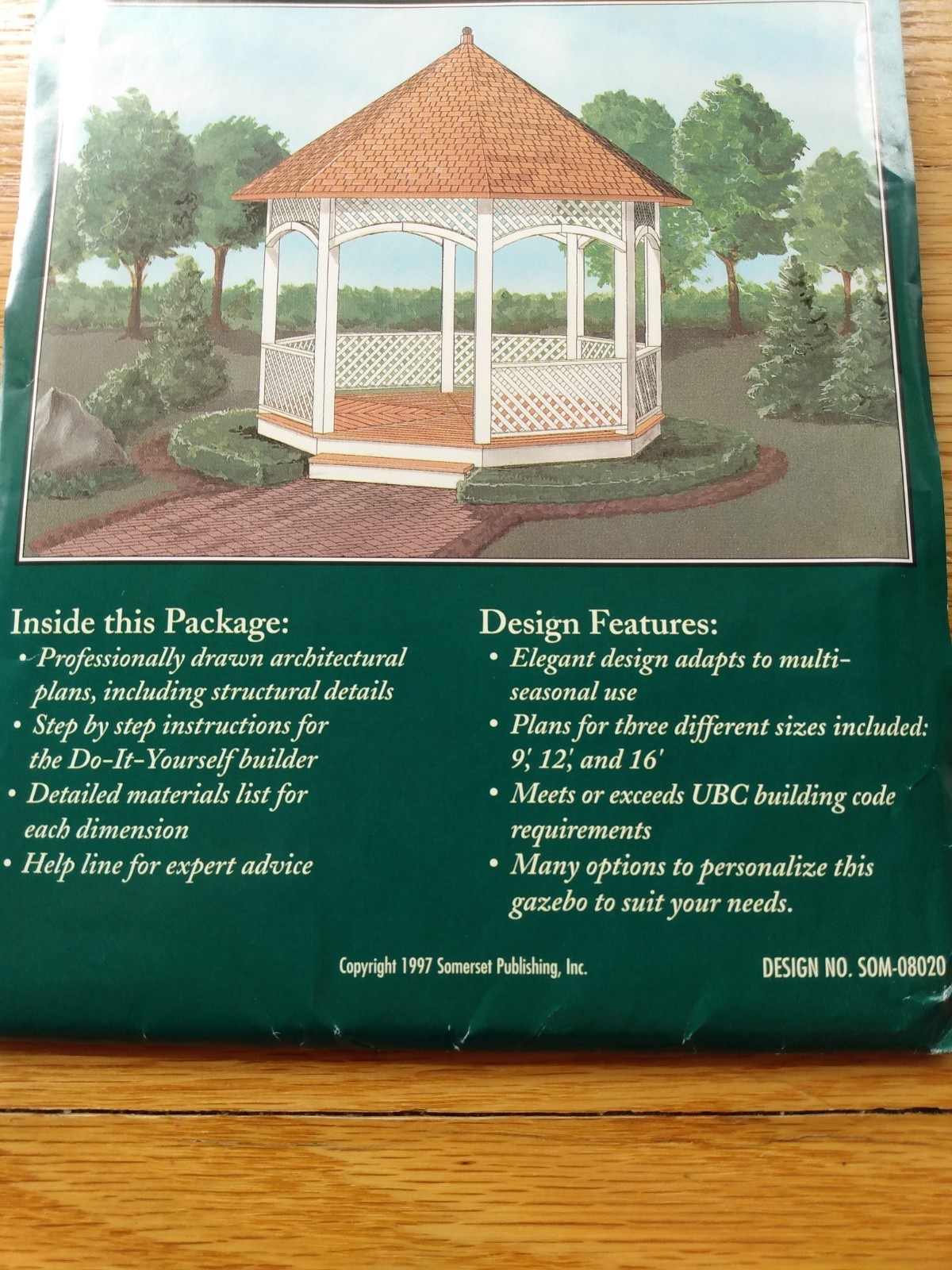 Vintage Nostalgic Gazebo Building Pattern Blueprints Somerset SOM-08020