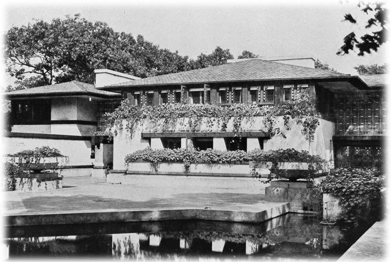 Frank Lloyd Wright Prairie Style home, architectural drawings, Coonley House