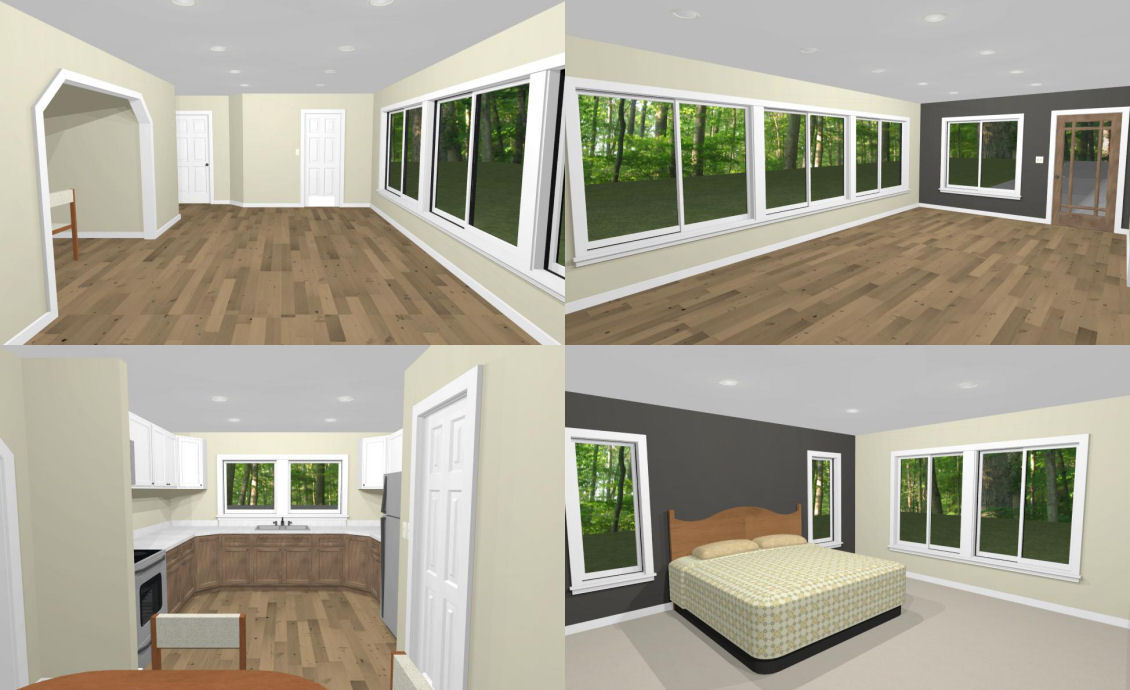46×48 House – 1 Bedroom 1.5 Bath 1 RV – 1,157 sqft – PDF Floor Plan – Model 3C