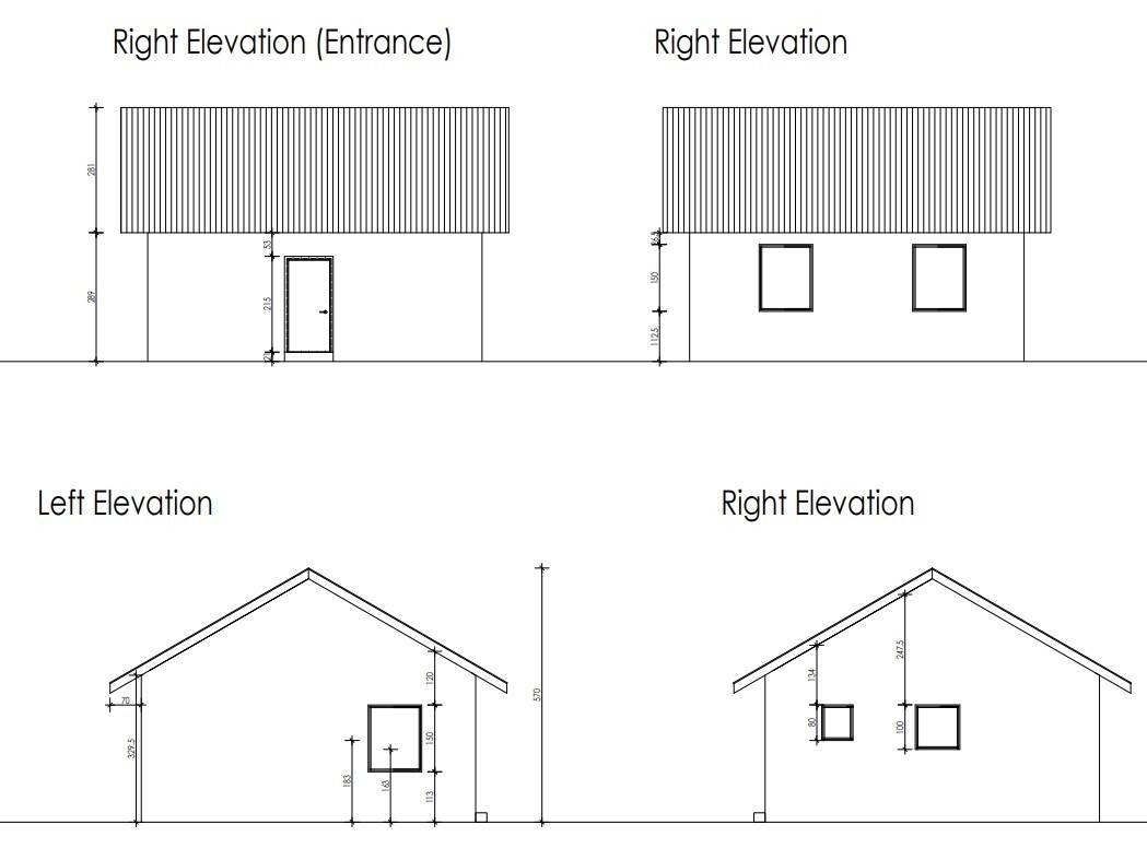 Modern Tiny House Floor Plan PDF + DWG– 2 Bedroom, 1 Bath – 506 sq ft / 47 m²
