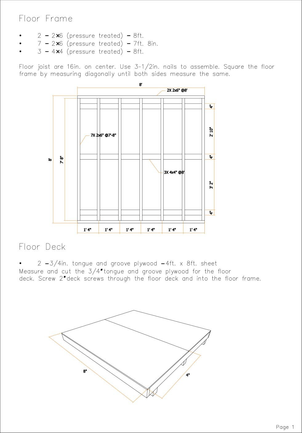 8×8 Learn to Shed Plans (PDF Plans and A4 Hard Copy)