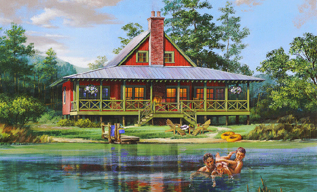 William Poole Designs Home Plans River Rendezvous 2 Bed 2 Bath, Loft opt. Garage