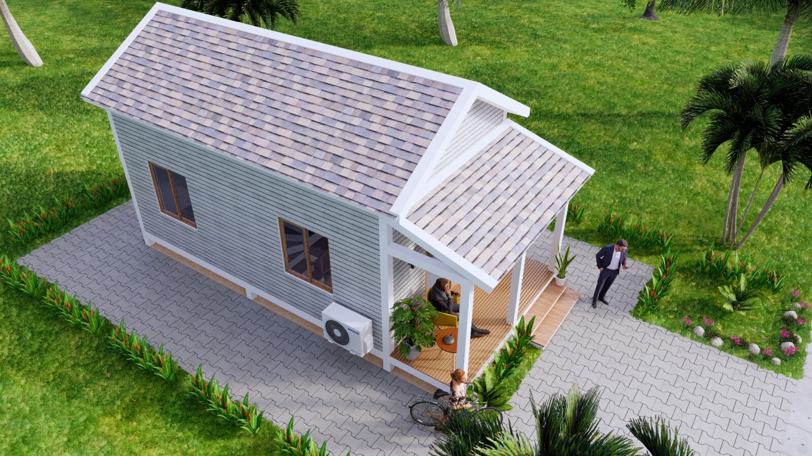 13×23 Loft House Plan 4×7 Meter 2 Beds 1 Bath Gable Roof PDF Plan (A4 Hard Copy)