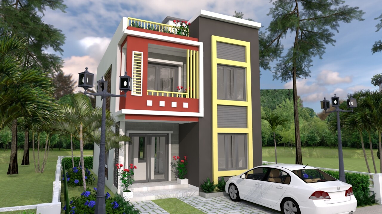 House Plan 6×10 Meter 20×33 Feet 3 Beds 3 Baths Terrace Roof Pdf (A4 Hard Copy)