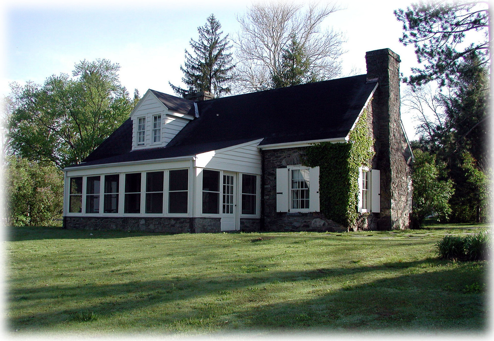 Dutch Colonial stone Farmhouse, architectural home plans, 4 bedrooms, sun room