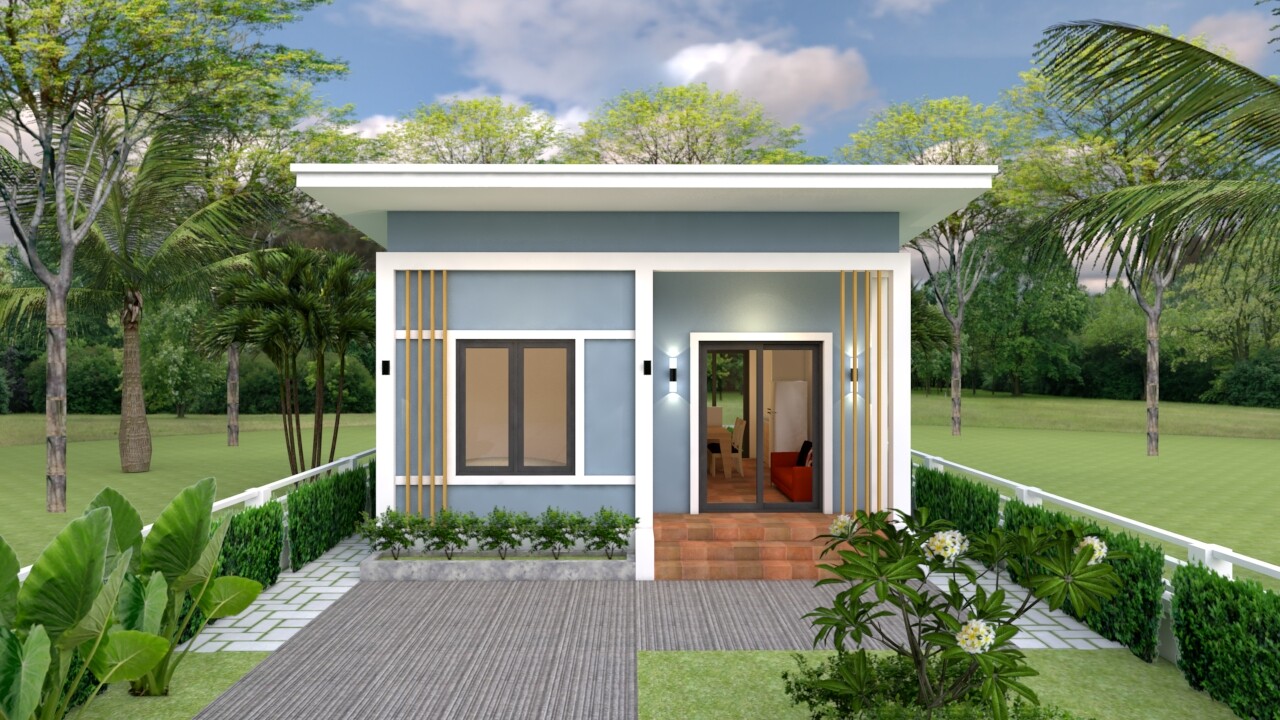 Small House Design 6×7 Meter 20×23 Feet 2 Beds 1 Bath Shed Roof (A4 Hard Copy)