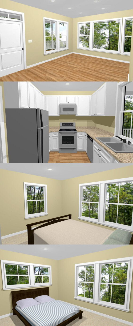28×16 House — 2 Bedroom 1.5 Bath — PDF Floor Plan — 840 sq ft — Model 1D