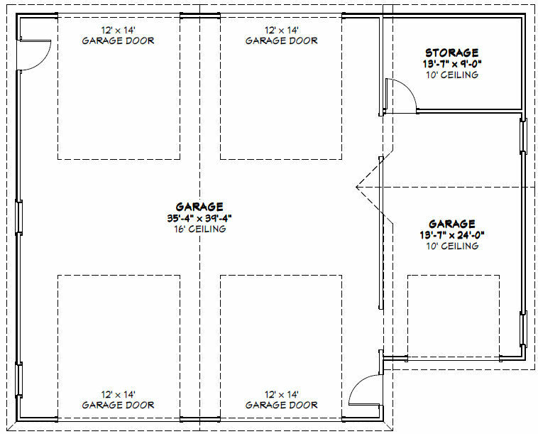 50×40 2-RV Garage — 1,917 sq ft — PDF Floor Plan — Model 2C
