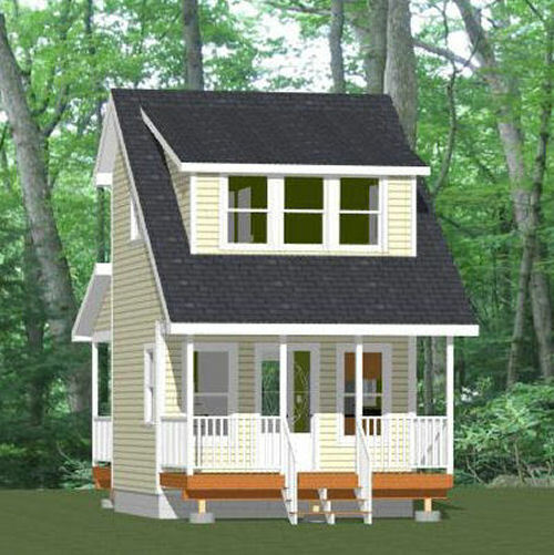 14×14 Tiny House — 399 sq ft — PDF FloorPlan — Model 1