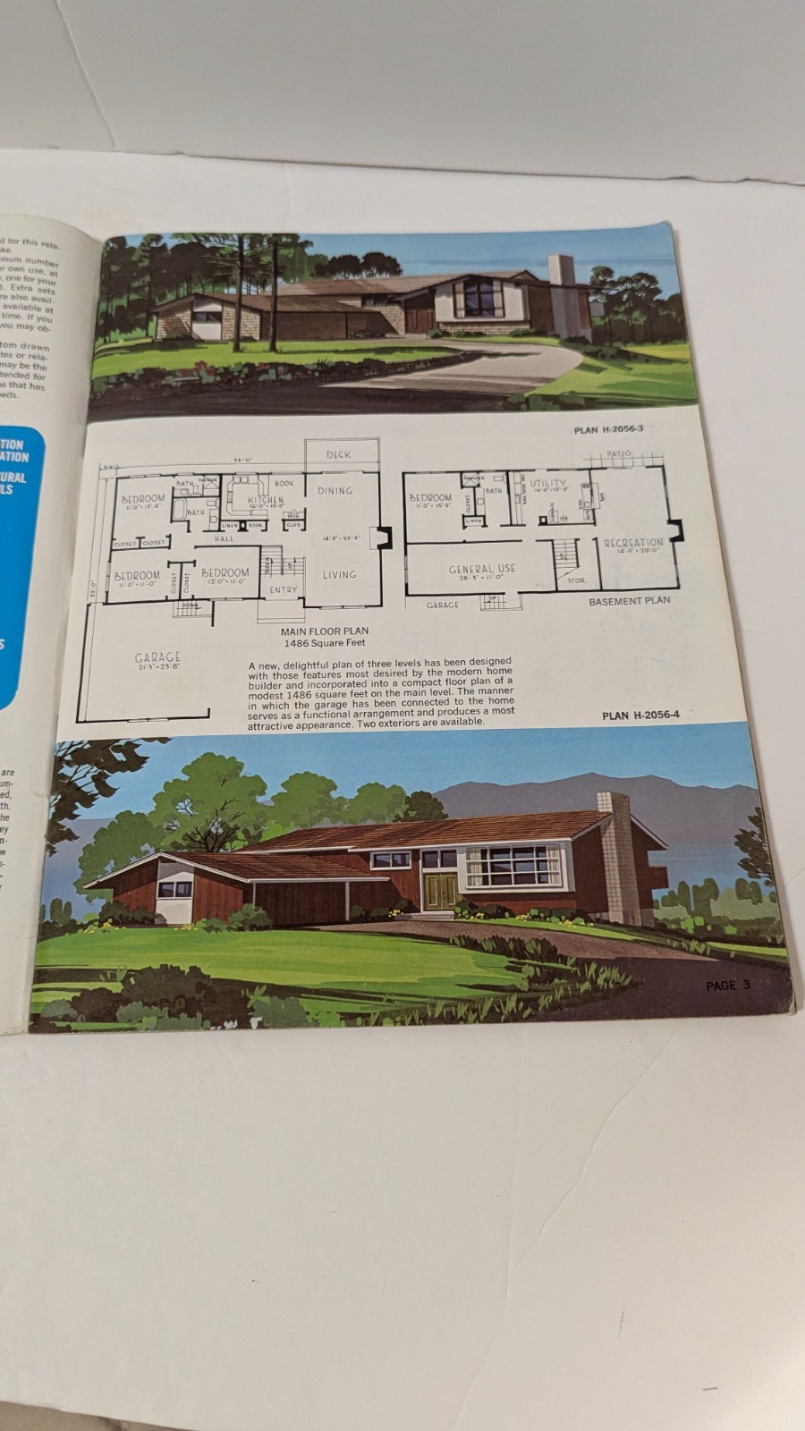 VTG 100 Multi-Level Hillside Home Plans Design Catalog Blueprints 1972 MCM