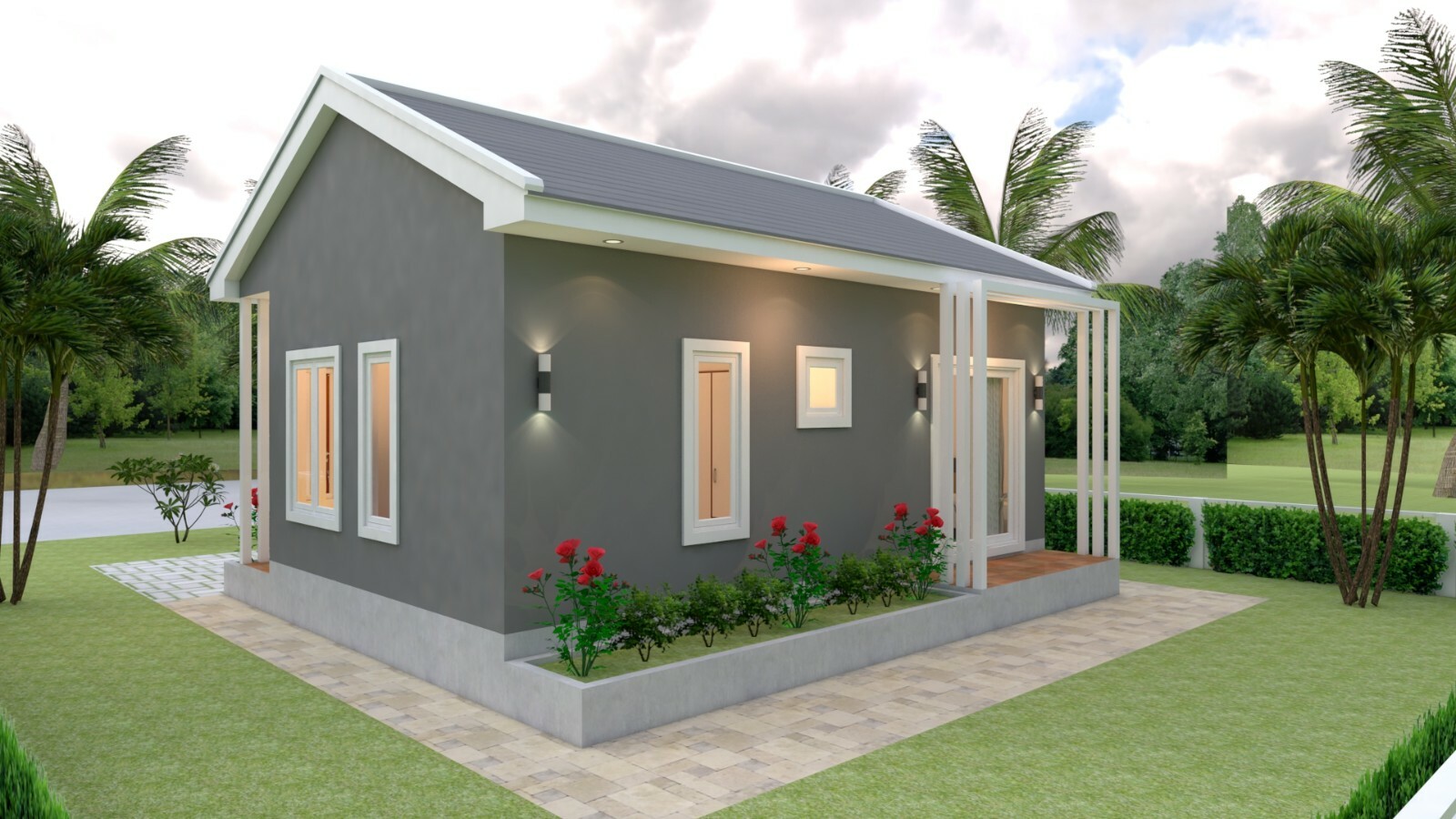 House Design Plan 8×6 Meter 26×20 Feet 2 Bedrooms Gable Roof PDF (A4 Hard Copy)