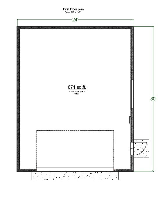 24’x30′ Two Car Garage Plan with Loft