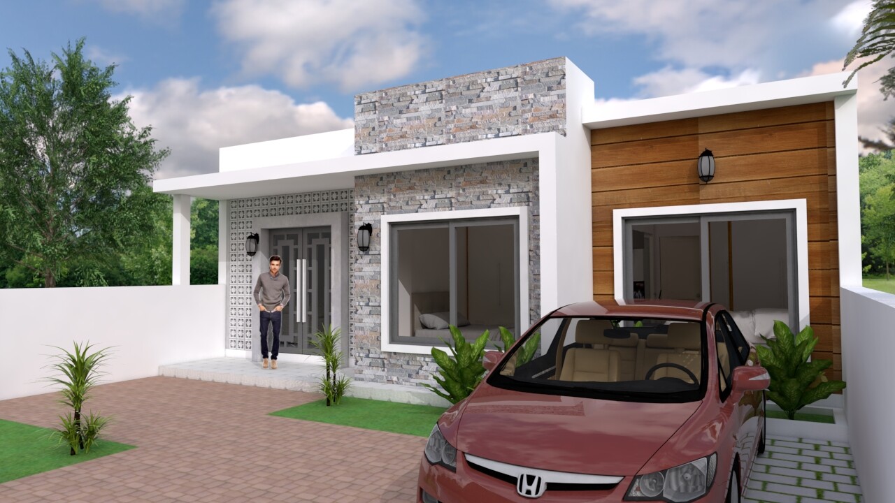 33×25 Feet Modern House Plan 10×7.5 Meter 2 Beds 2 Baths Terrace (A4 Hard Copy)