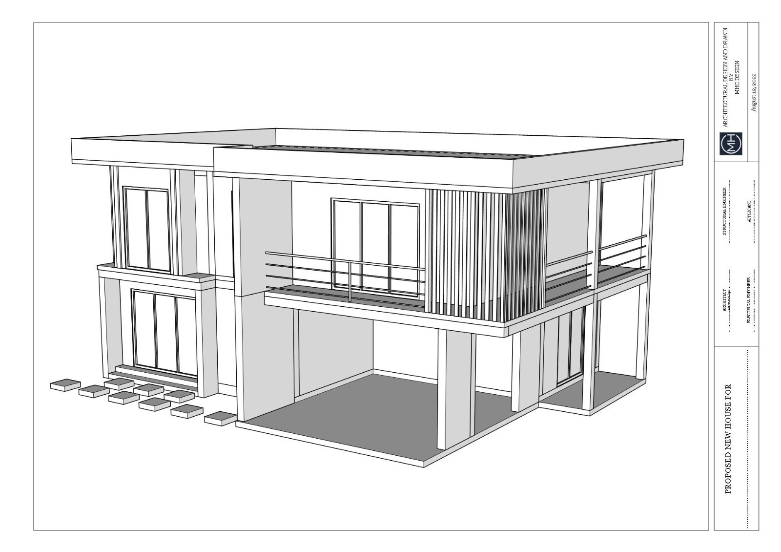 Modern Two Story House Plan 3D images DWG CAD File And PDF For Blueprint Plans