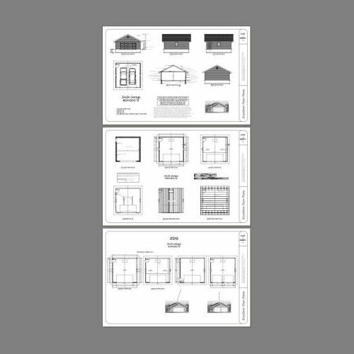 24×24 2-Car Garage — 576 sqft — 8ft Walls — PDF Floor Plan — Model 1E