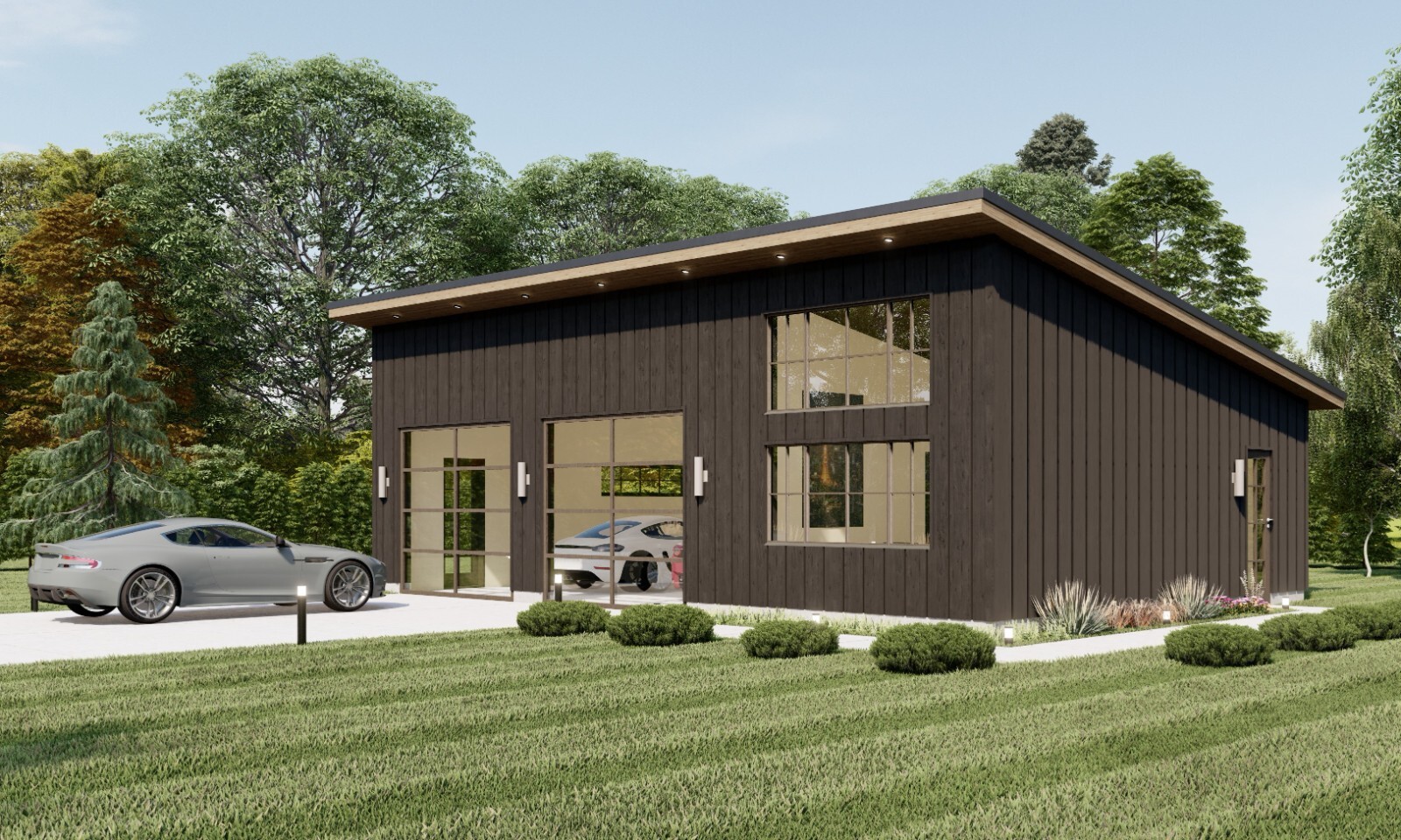24’x36′ Modern Garage plans with Studio Apartments, 2 Car Architectural Drawings