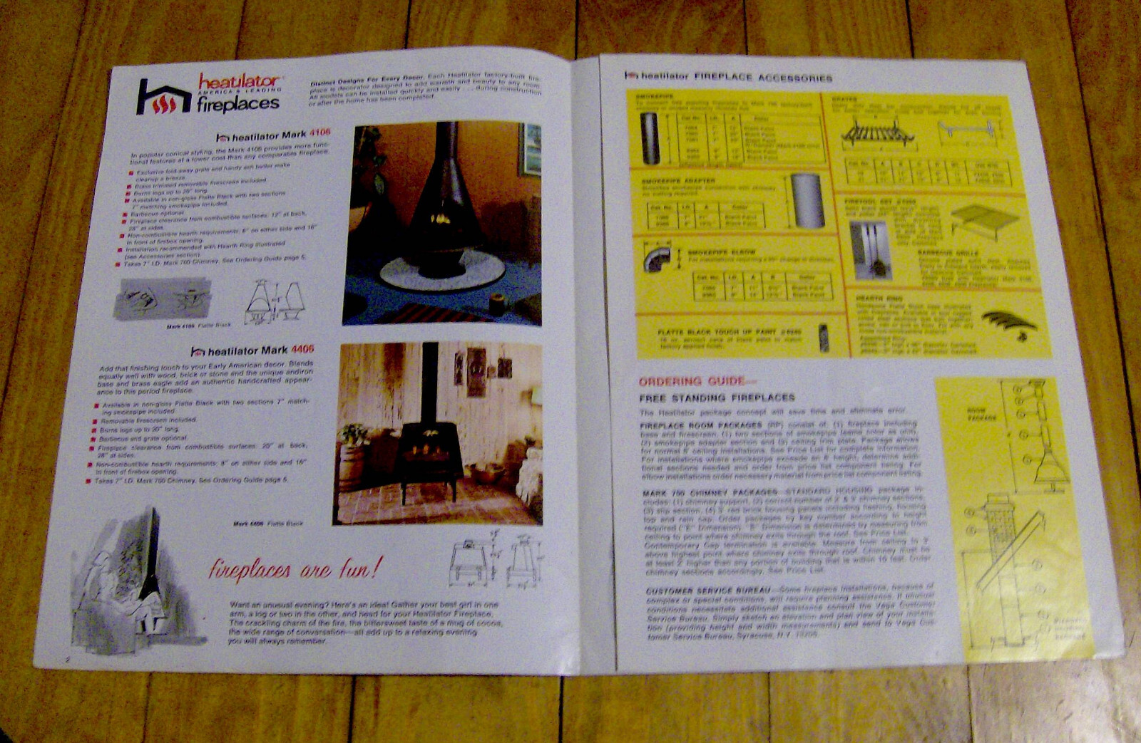 vintage 1970s HEATILATOR FIREPLACES sales brochure catalog CONSTRUCTION chimmey