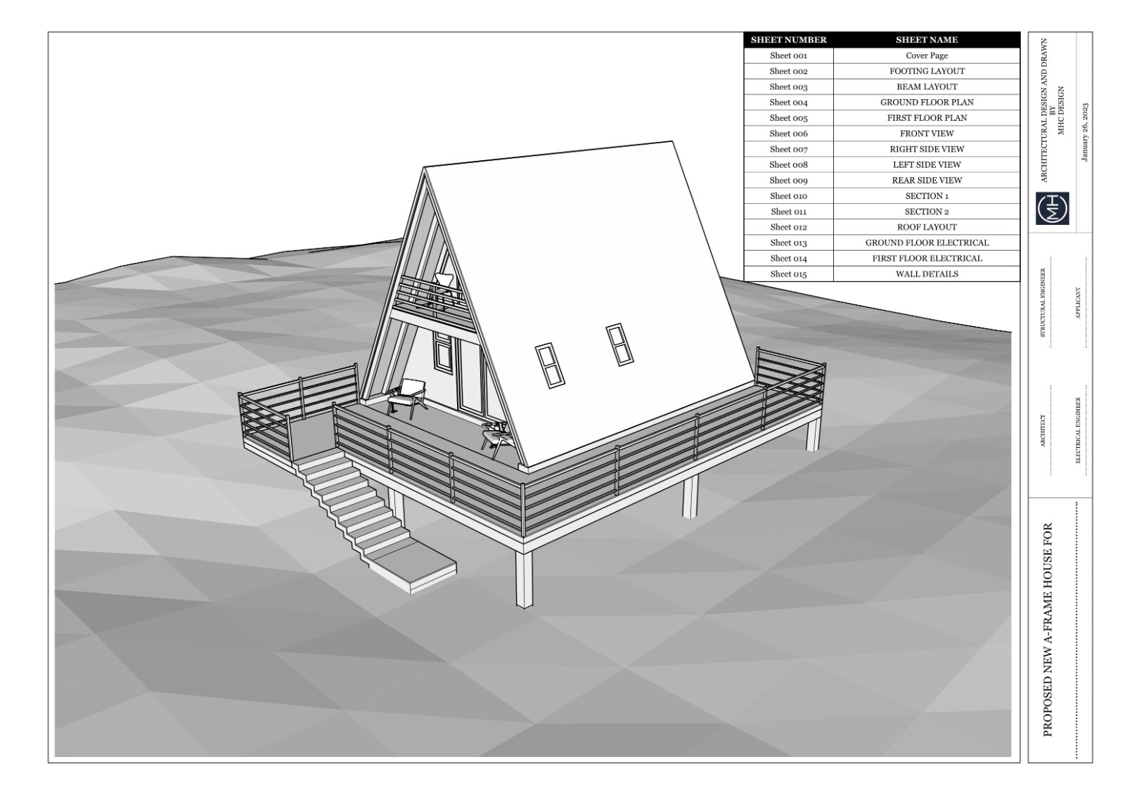 Modern A-Frame Cabin House Plan With AutoCAD File And PDF For Blueprint Plans