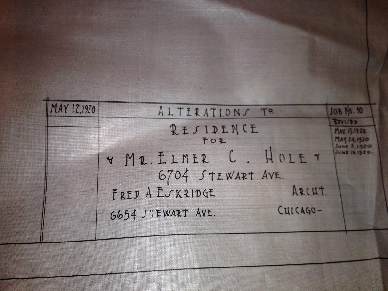 Vintage 1920 ALTERATIONS TO RESIDENCE FLOOR PLANS 1st & 2nd Floors Chicago,IL