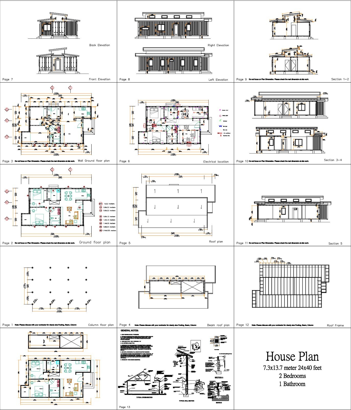 3 High Cub Container 24×40 Feet 2 Beds 1 Bath Shed Roof PDF (A4 Hard Copy)
