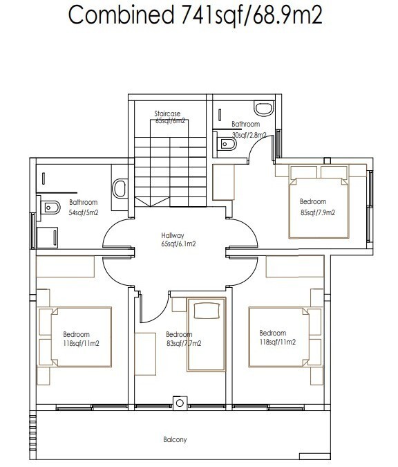Modern House Floor Plan Design 4Bedroom 3Bathroom + Flat Roof, 1477sqf/137.25m2