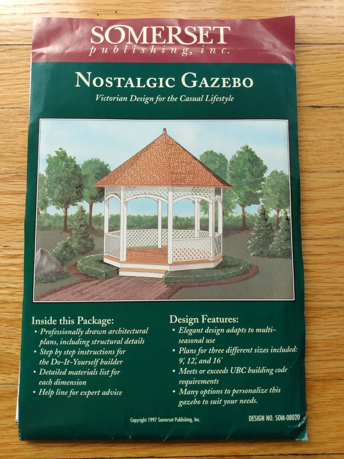 Vintage Nostalgic Gazebo Building Pattern Blueprints Somerset SOM-08020