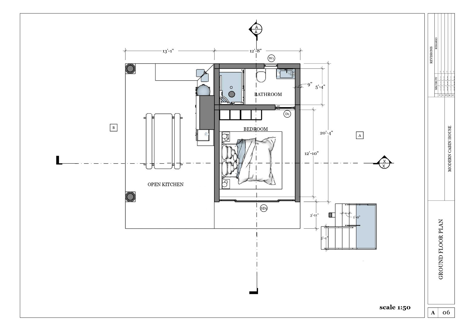 House Plan/2 Bedroom,2 Bathroom Two story home 3D Images, CAD File & PDF