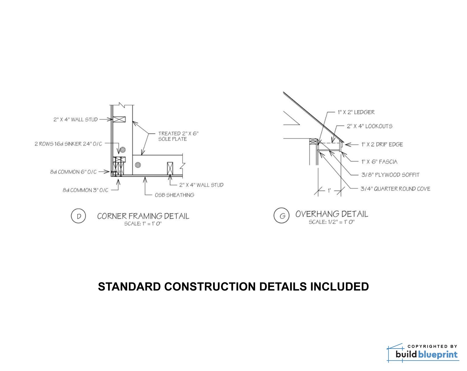 22′ x 24′ Two Car ADU Garage Loft Architectural Plans – PDF Download