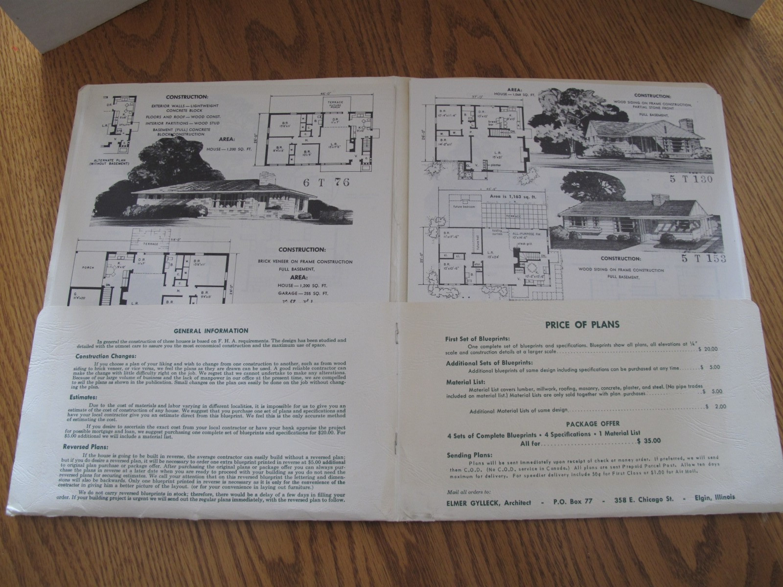 Vintage 1950’s House Plans Portfolio Folder Book Small Homes – 49 Pages