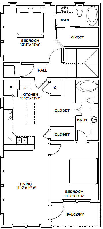 44×48 Apartment with 2-Car 1-RV Garage – PDF FloorPlan – 1,528 sqft – Model 5I