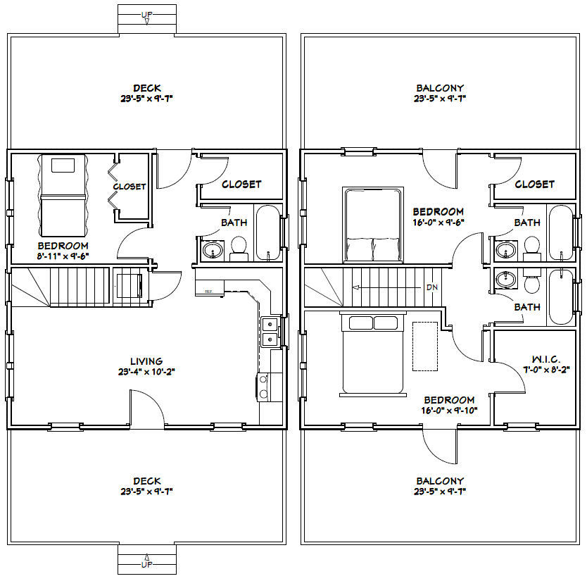 24×24 House — 3 Bedroom 3 Bath — 1,660 sq ft — PDF Floor Plan