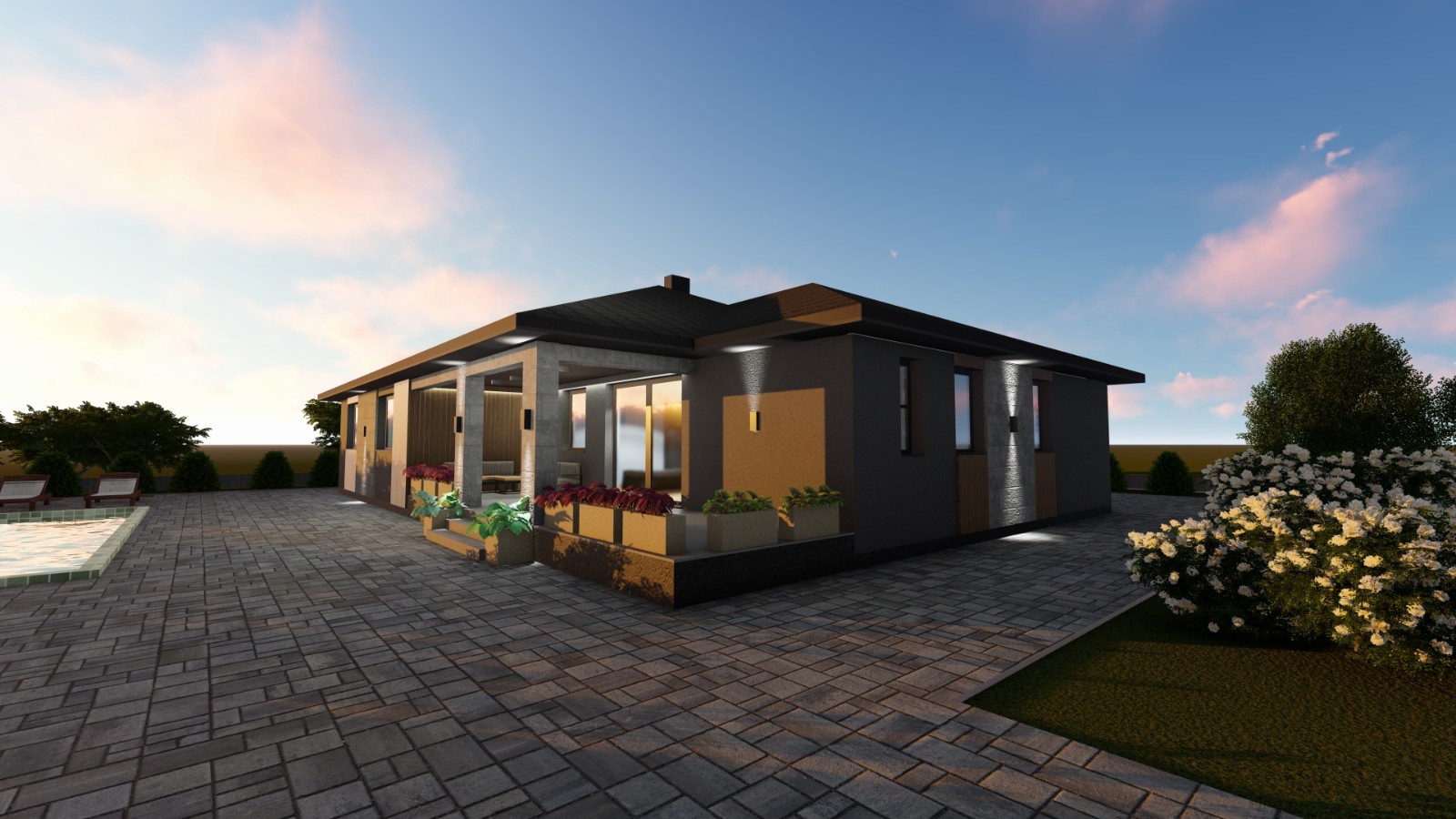 Modern 4Bedroom 2Bathroom House Plans Blueprints and Floorplans, 258m2-2780sqft