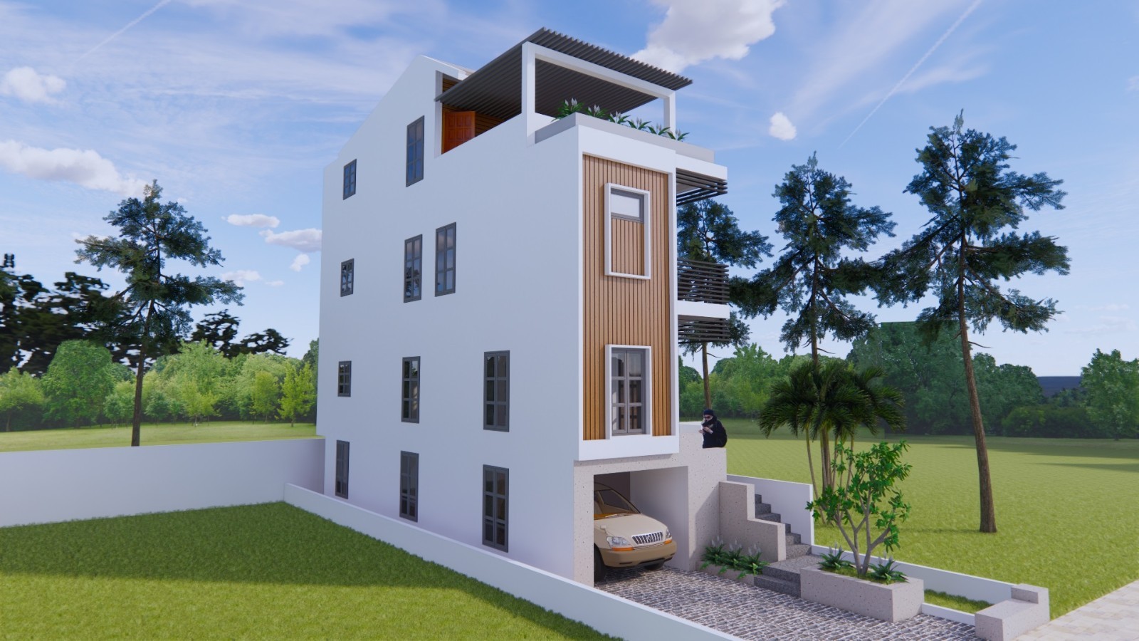 14×45 Feet Small House 4.2×14 Meter 4 Beds 5 Baths Shed Roof PDF + A4 Hard Copy