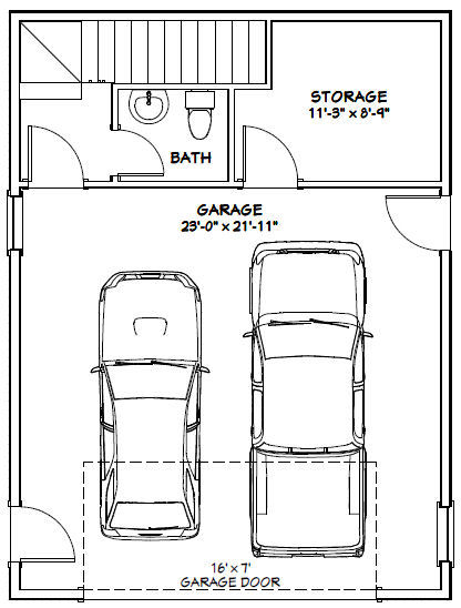 24×32 House — 1 Bedroom 1.5 Bath — 851 sq ft — PDF Floor Plan — Model 7D