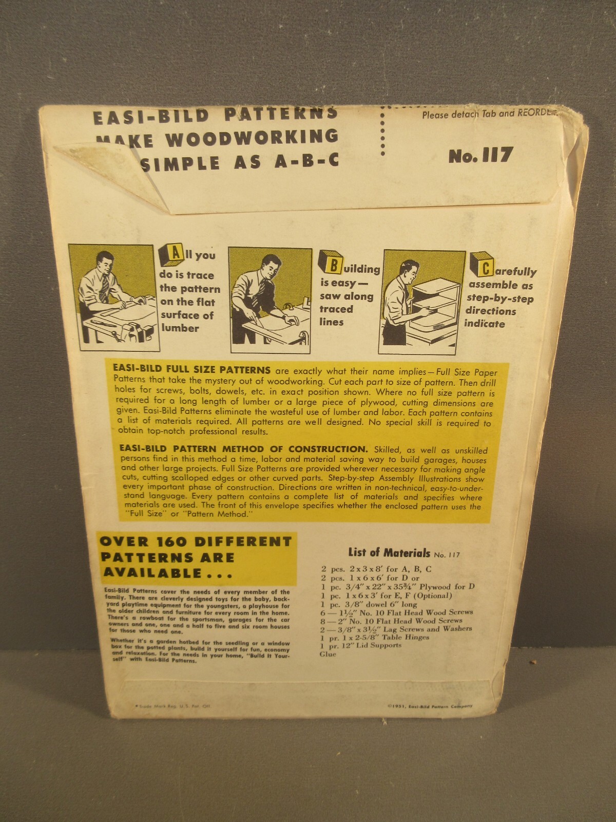 1951 Easi-Bild No 117 Child’s Blackboard Table Build It Yourself Plans