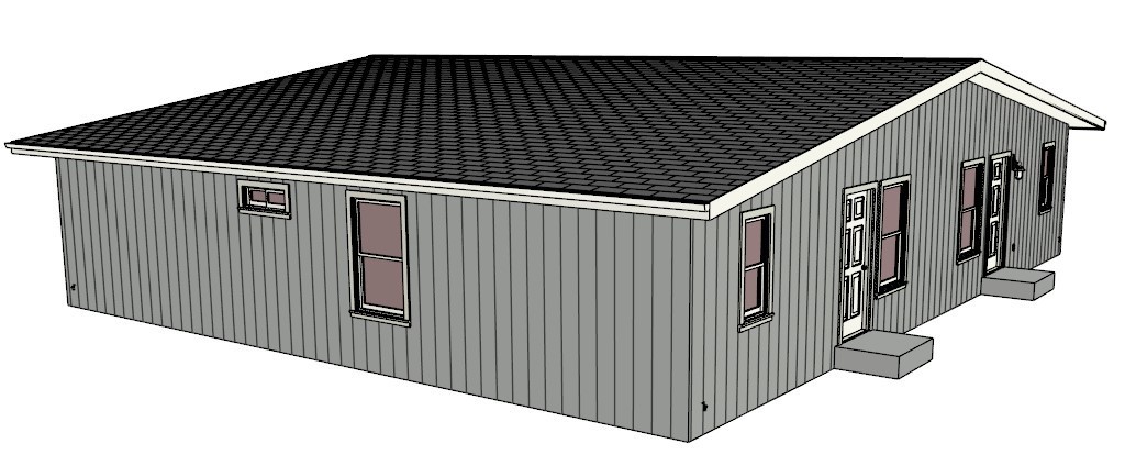 Mid-Century Modern Duplex PLAN PDF for Affordable Duplex 912 Sq. Ft. Per Unit