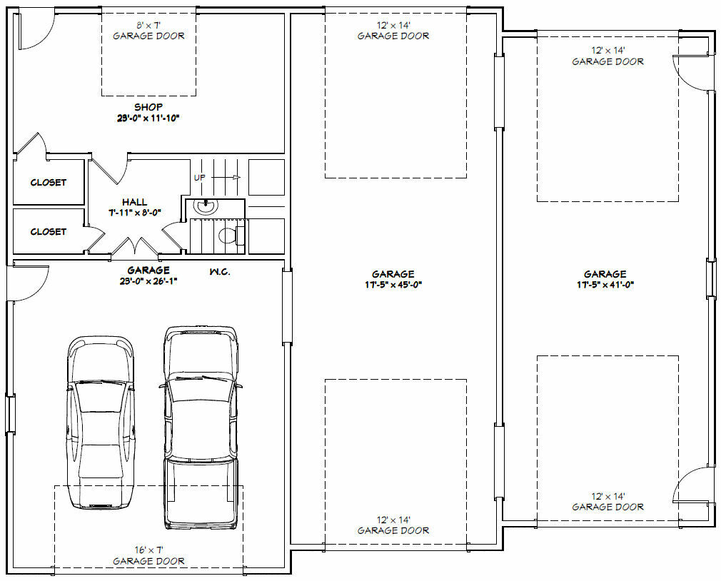 60×48 Apartment with 2-Car 2-RV Garage – PDF FloorPlan – 1,604 sqft – Model 1A