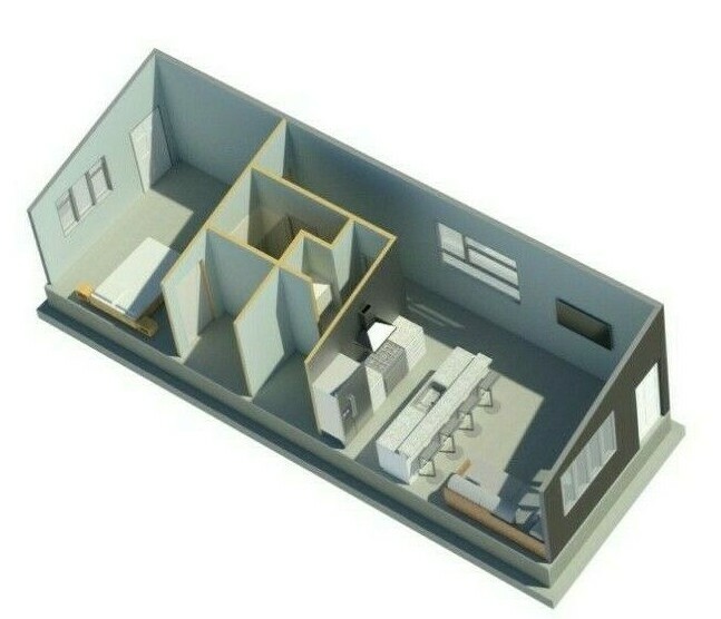 Modern Tiny House Floor Plans- 1 bedroom, 572 sf. Living Space.