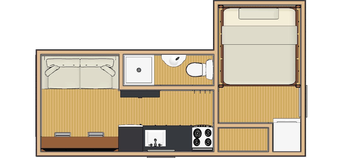 214sqft – 12’6’x21’8 – 1bedrm/1bath – Tiny/Small House design – us – ala cart