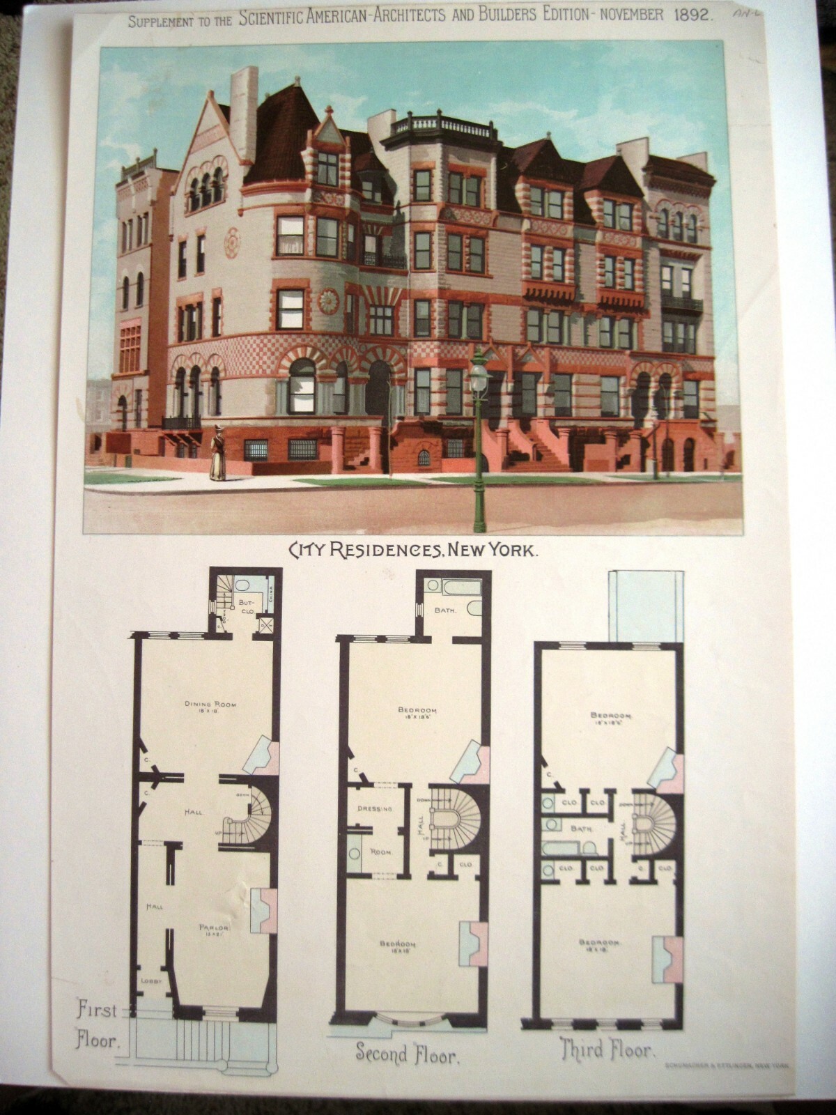 1892 Supplement To The “Scientific American Architects” w/ New York Mansion*