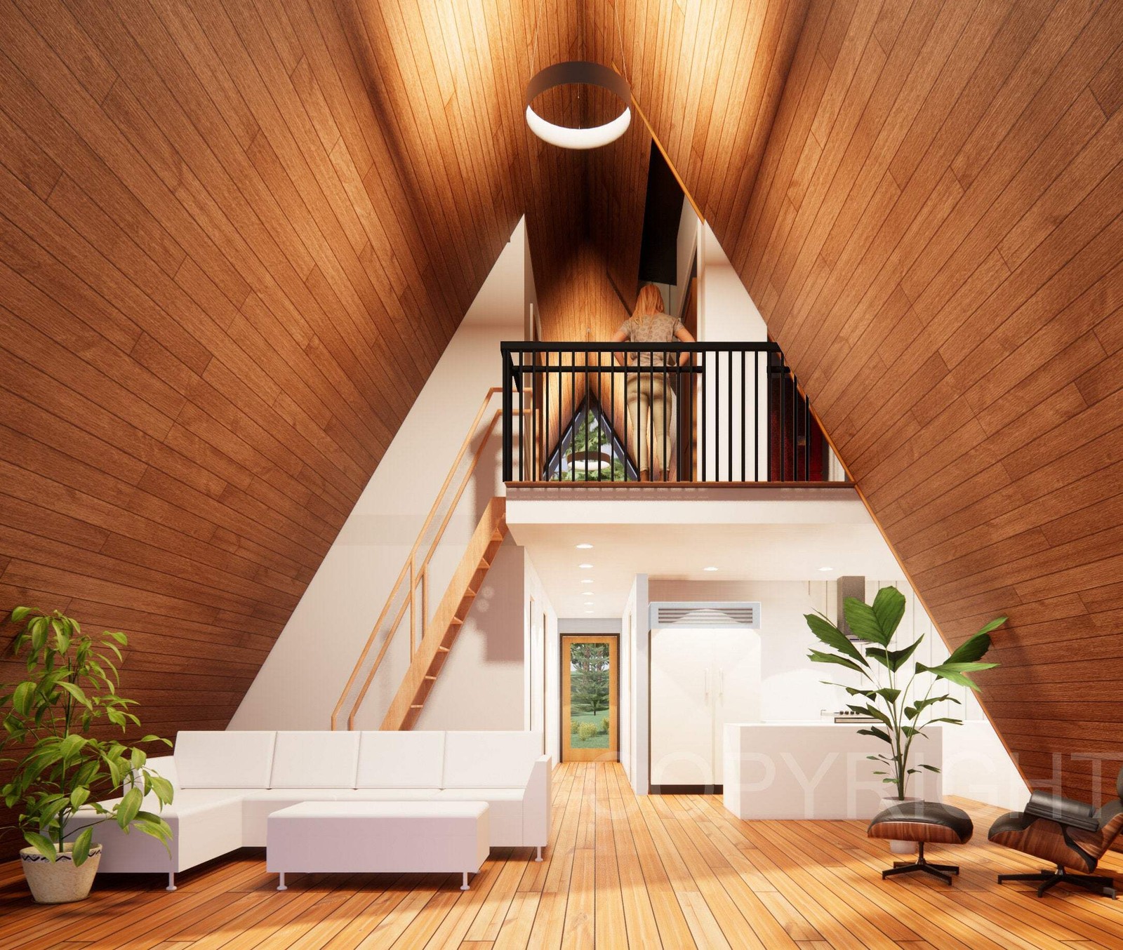 Spacious Sunset Modern A Frame 26′ x 40′ / Vacation Cabin / A-Frame House Design