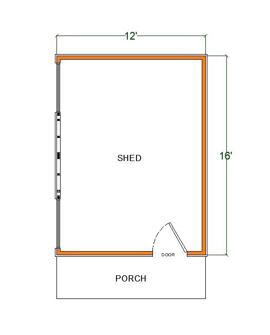 12’x16′ Modern Garden Shed Plans, Studio Backyard Office Blueprints