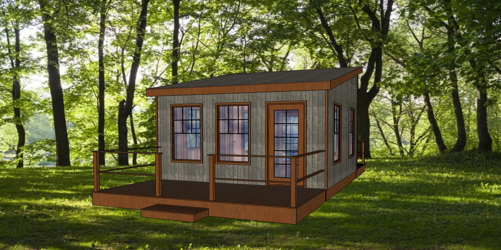 16 x 16 ft Small Cabin or Shed Slope Roof 16 O.C. -PDF