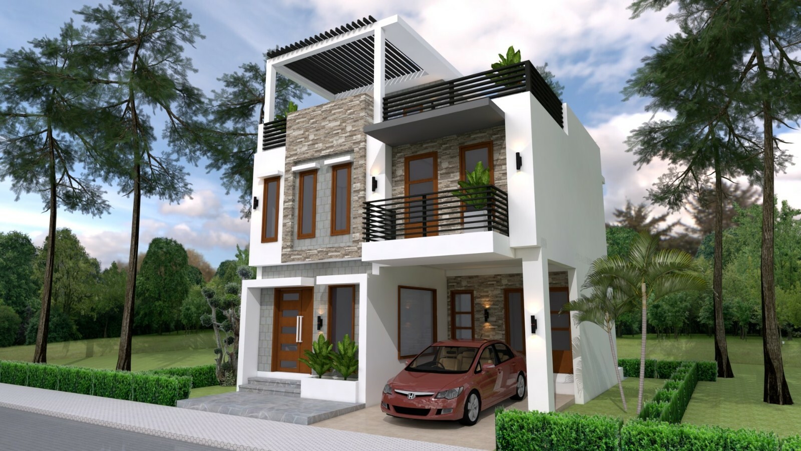 26×36 Feet Small House Plan 8×11 Meter 3 Beds 3 Baths Terrace Roof A4 Hard Copy