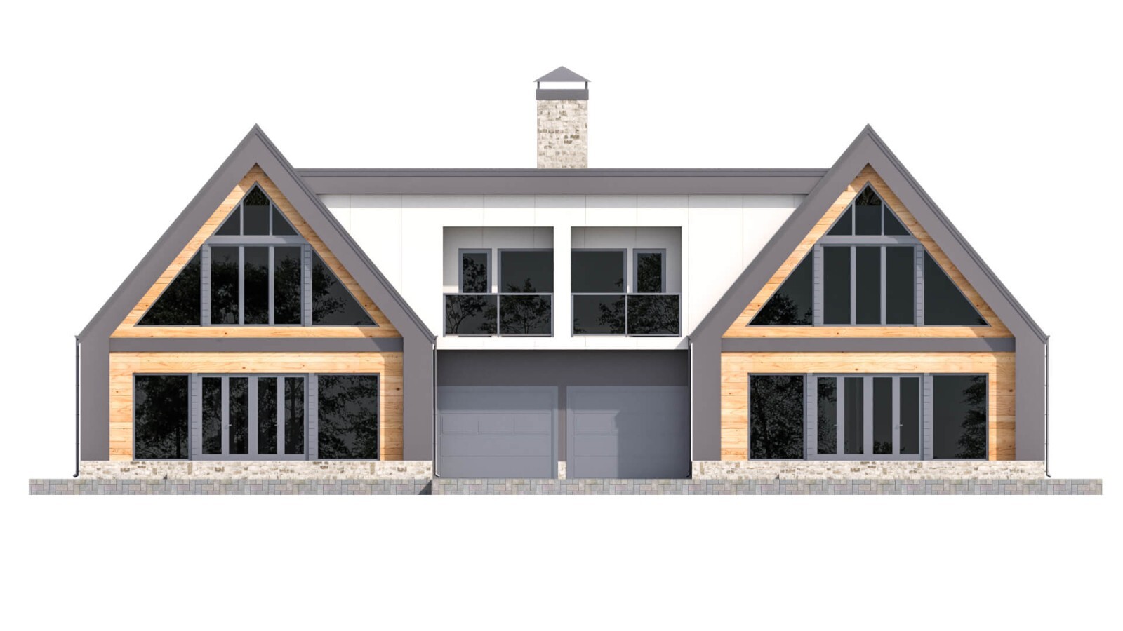 86’x29’ 6 Beds, 8 Baths Double A-Frame House Architecture Plans PDF Download.