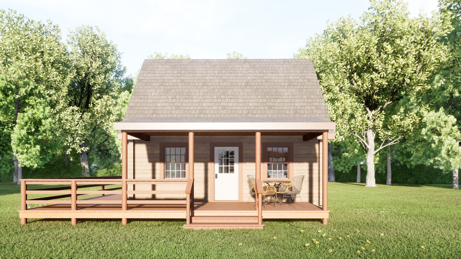 Custom Tiny Cabin House Plan with Quality 3D images and PDF Blueprint Drawings