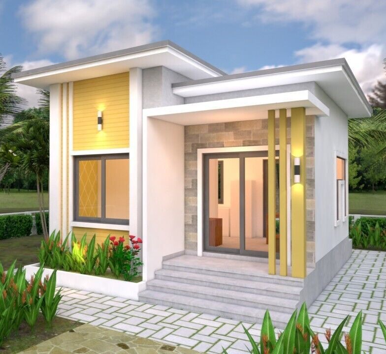 20×20 Feet Small House Design 6×6 Meter 1 Bed 1 Bath Flat Roof (A4 Hard Copy)