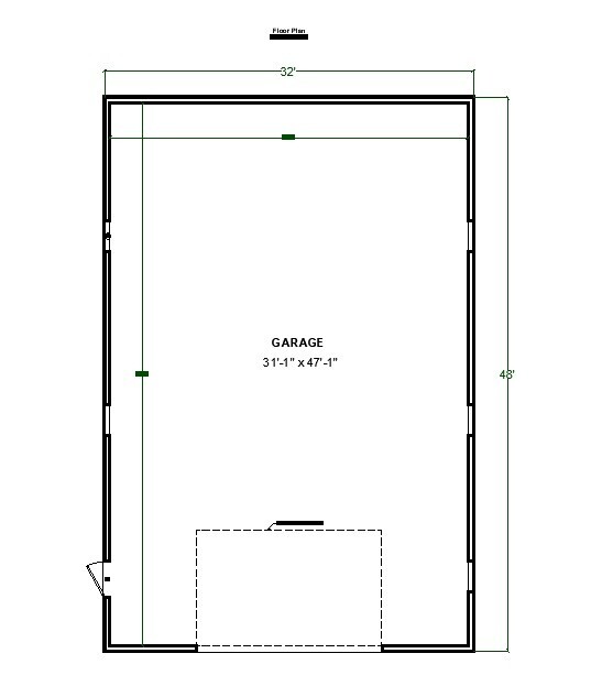 32′ x 48′ Post Framed Garage plans, Pole Barn Construction Blueprints