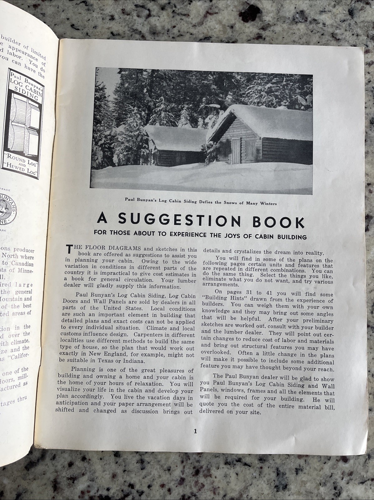 Vintage 1937 Paul Bunyan Log Cabin Plan Guide Cinder Cone Dance Hall Standish CA